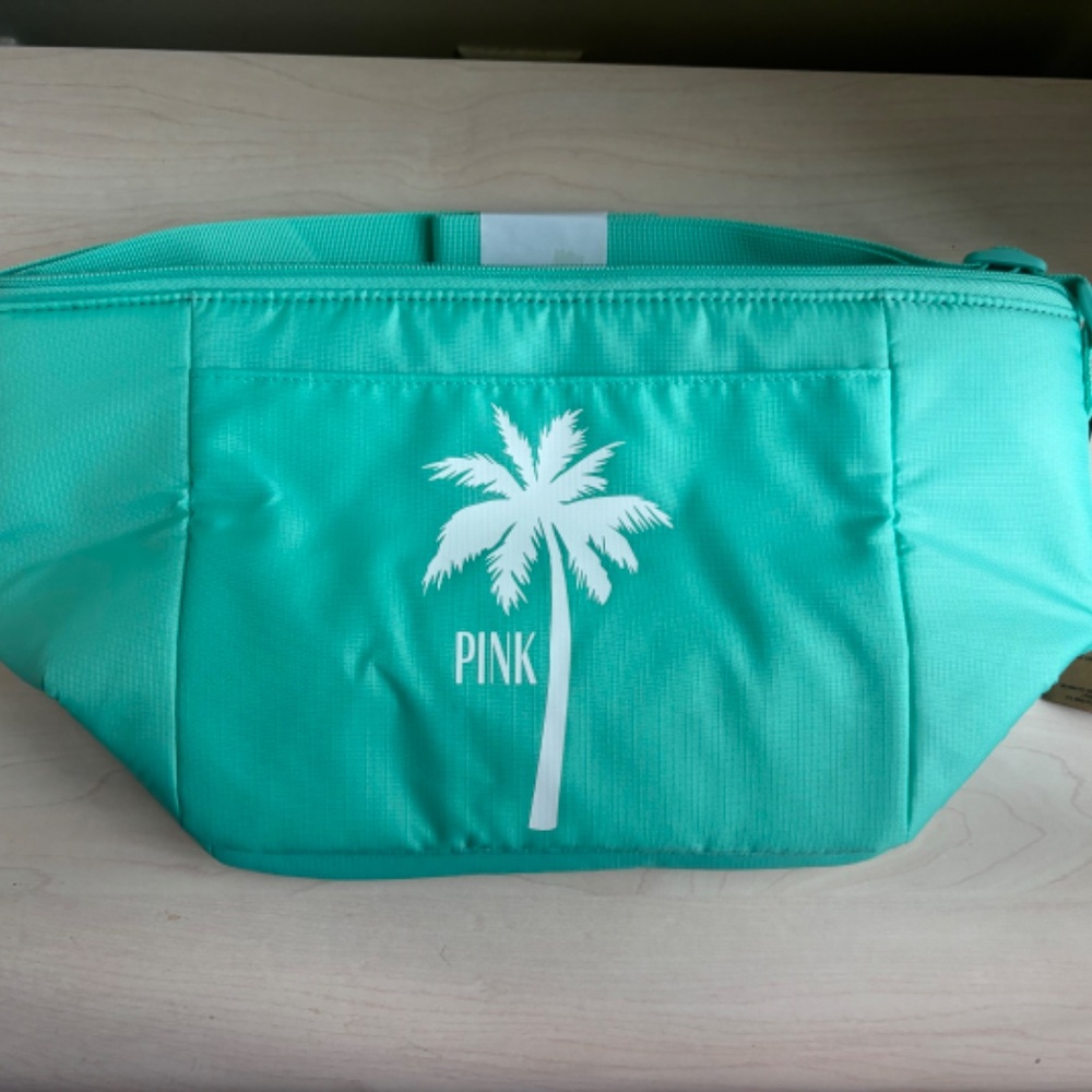 New Pink by Victoria’s Secret Turquoise Cooler Bag w/ Palm Tree Design